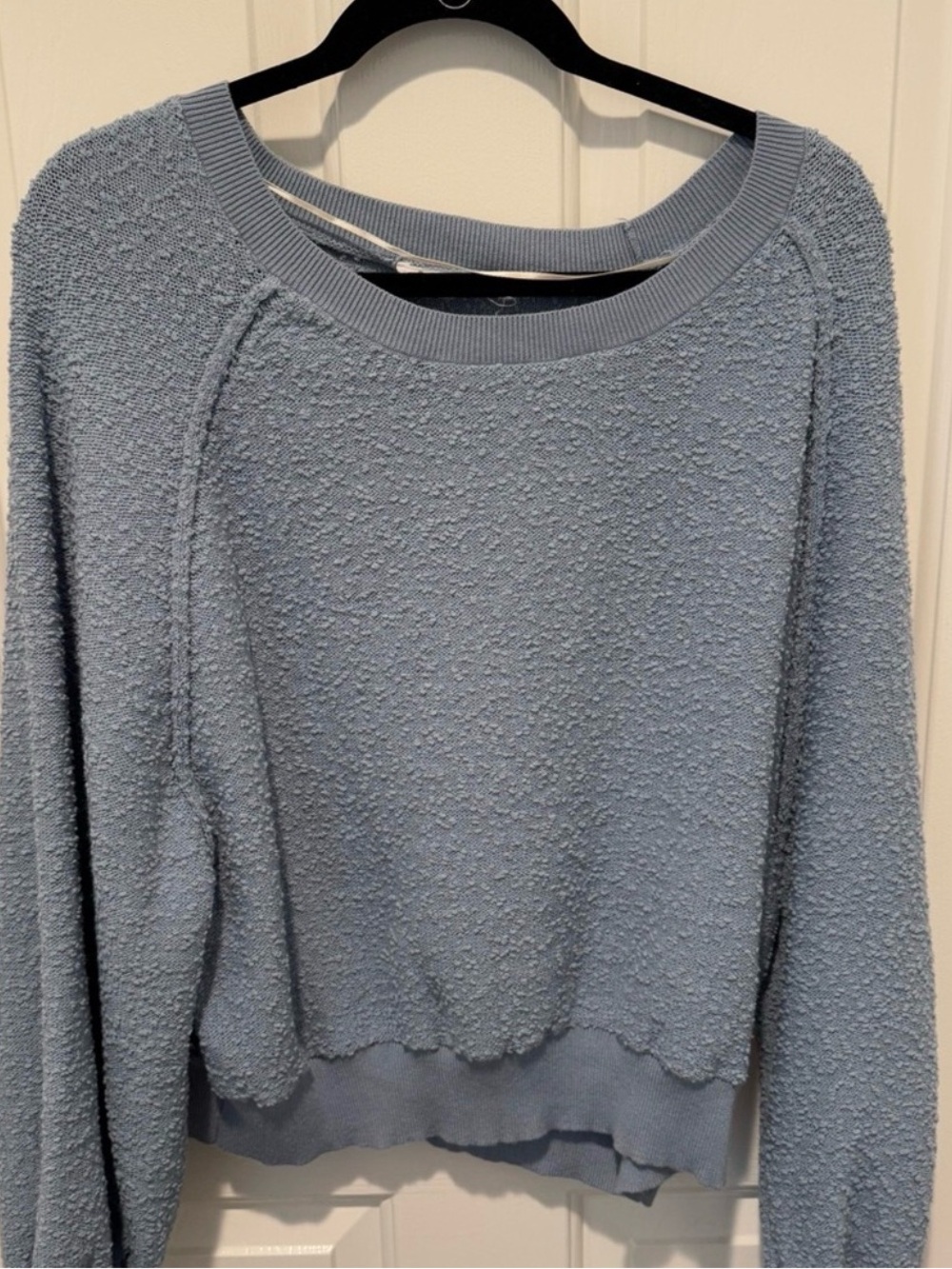 Double Zero Bouclé Popcorn Knit Sweater Light Blue Large